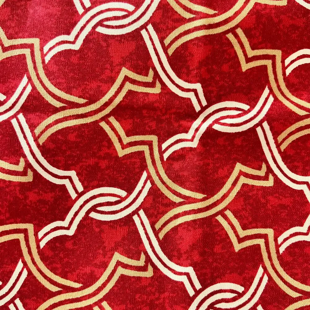 Waverly Upholstery Fabric Red Gold Geometric Cotton Twill 37x54